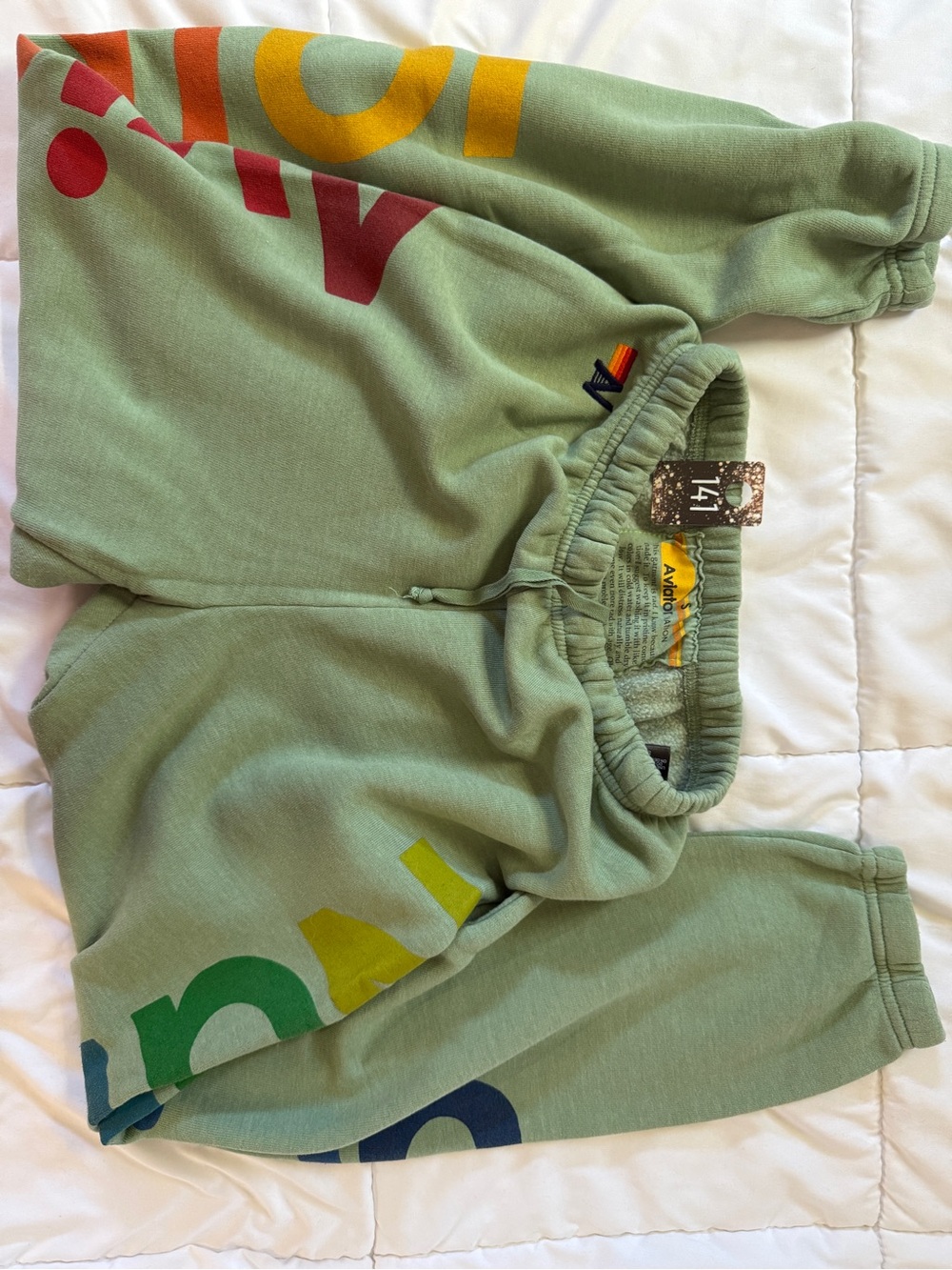 141 Aviator Nation Sage Green Rainbow Logo Joggers